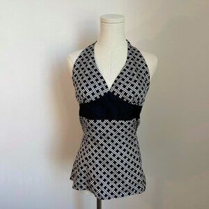 White House Black Market Black And White Halter Top